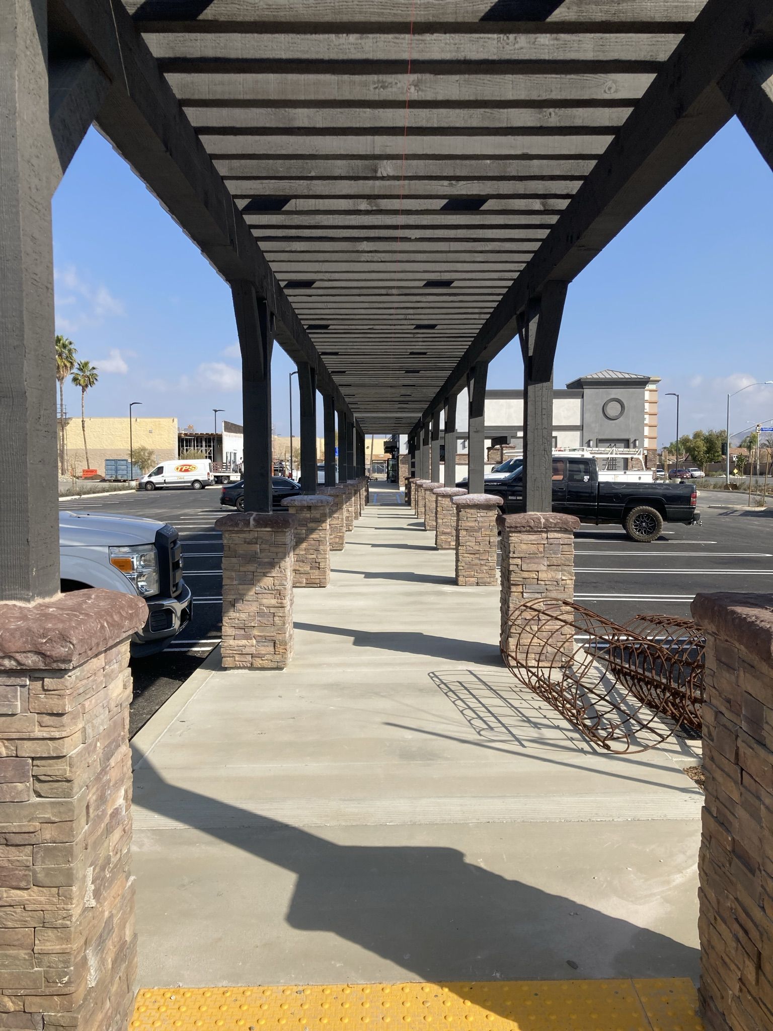 Stone column walkway masonry project by CMF Masonry