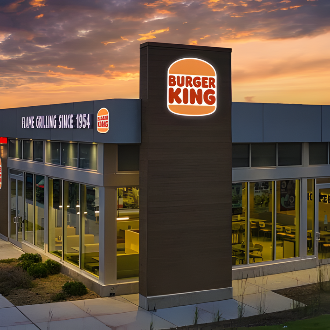 Burger King restaurant at sunset